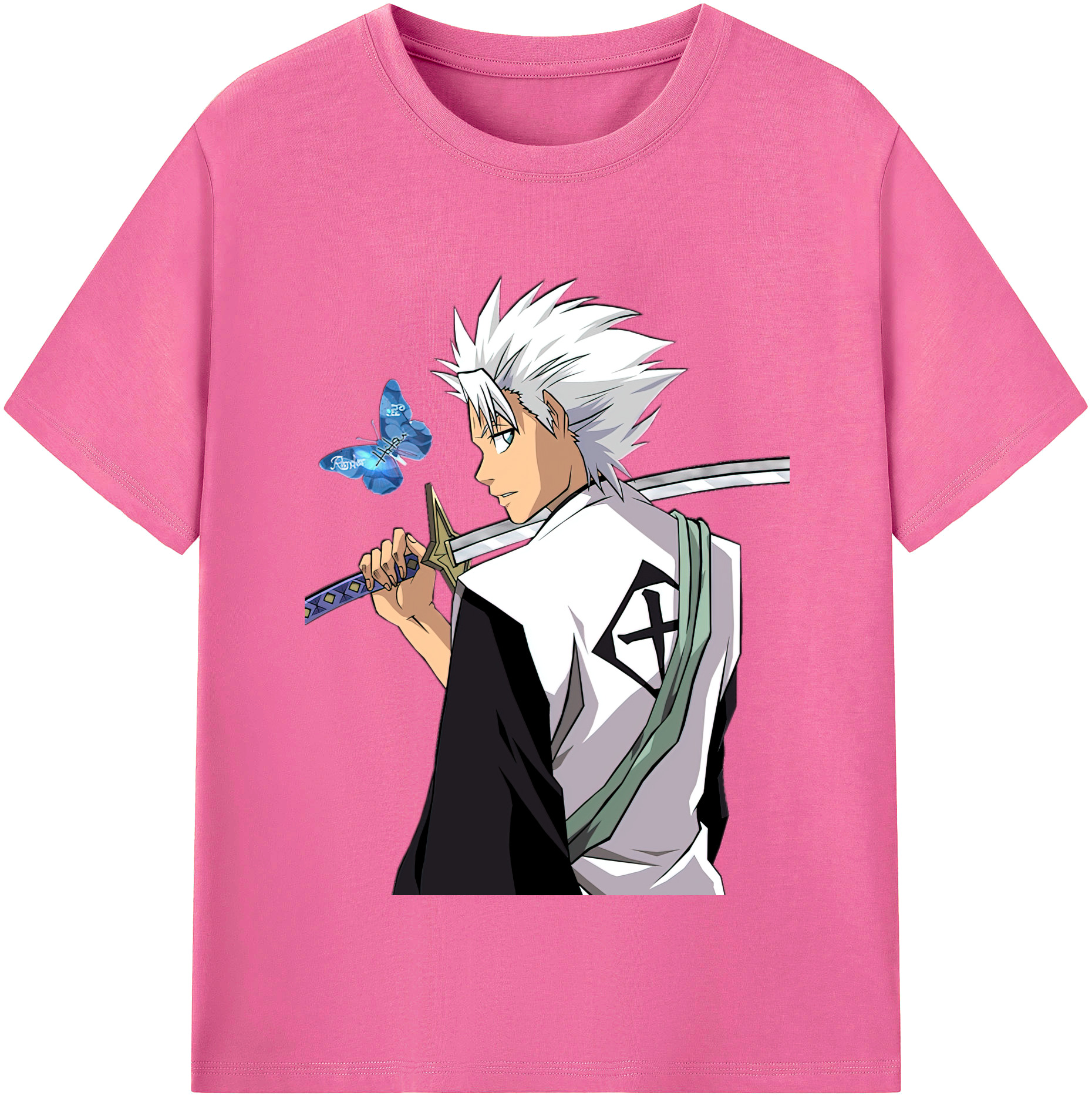 （画像用） ブリーチ 日番谷冬獅郎（ひつがや とうしろう） BLEACH Hitsugaya Toushirou レディースカジュアルプリントTシャツ（綿100％）